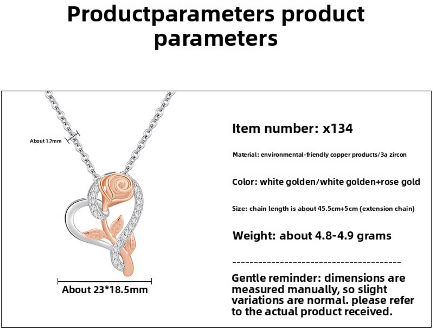 Heart-shaped Rose Necklace